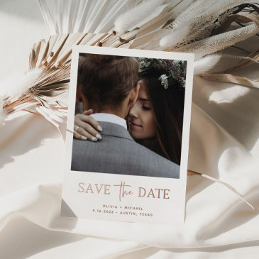 two photo | rose gold save the date foil invitations