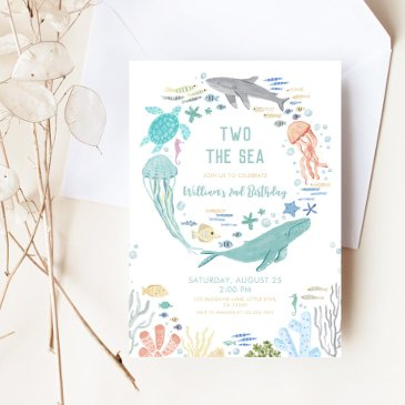 two the sea boys 2nd birthday invitation