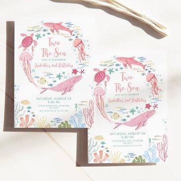 two the sea girls 2nd birthday invitation