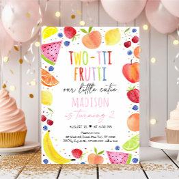 Small Two-tti Frutti Fruit Second Birthday Invitation Front View