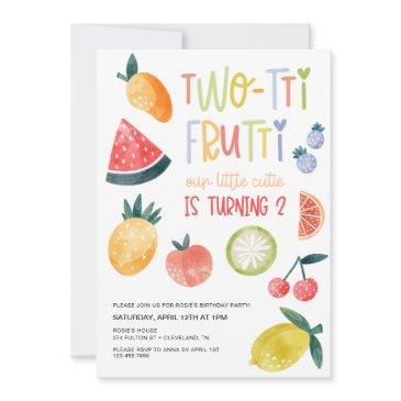 two-tti frutti fruit second birthday party invitation