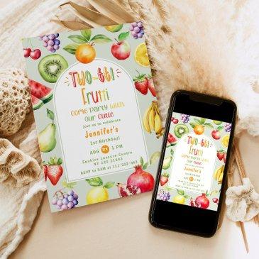 two-tti frutti little cutie fruits 2nd birthday invitation