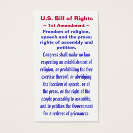 Small U.s. Bill Of Rights, ~ First (1st) Amendment ~ Front View