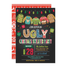 Small Ugly Christmas Sweater Party Invitation Front View