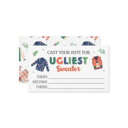 Small Ugly Christmas Sweater Party Vote Invitations Front View