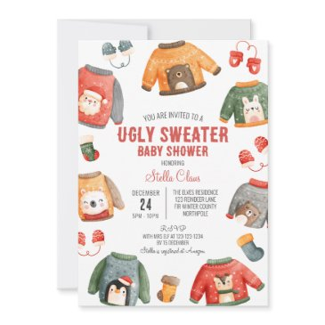 ugly sweater baby shower, christmas shower invitation