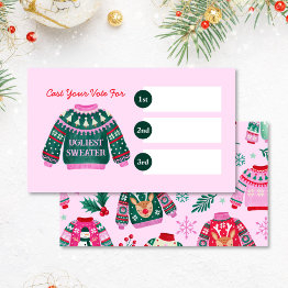 Small Ugly Sweater Christmas Party Competition Voting Enclosure Invitations Front View