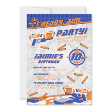 ultimate dart gun birthday invitation