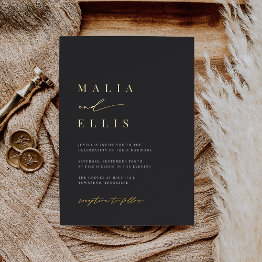 Small Ultra Minimal Left | Calligraphy Accent Wedding Foil Invitation Front View