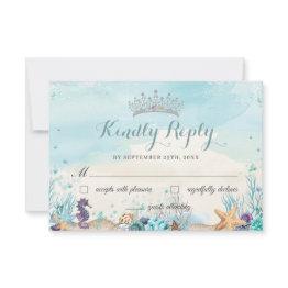 Small Under The Sea Beach Sweet 16 Quinceañera Reply Rsvp Invitations Front View