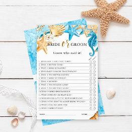 Small Under The Sea Bride Or Groom Bridal Shower Game Front View