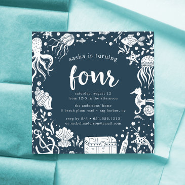 under the sea | fourth birthday party invitation