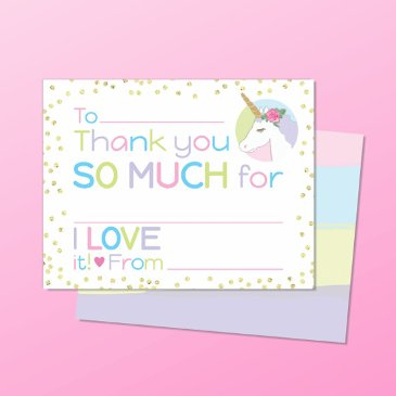 unicorn fill in the blank stationery thank you note invitations