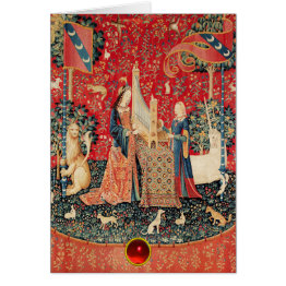 Small Unicorn,lady Playing Organ Red Floral Christmas Front View