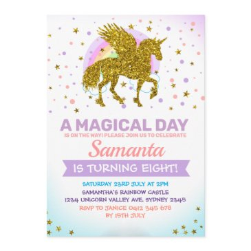 unicorn pegasus gold invitation