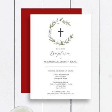 unique baptism invitations christmas greenery