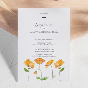 unique baptism invitations orange flowers