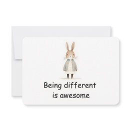 Small Unique Bunny Woodland Animal Affirmation Invitations Front View
