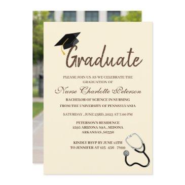 unique custom photo nurse graduation party invitation