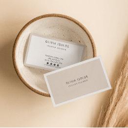 Small Unique Neutral Cream Minimalist Modern Boho Trendy Business Invitations Front View