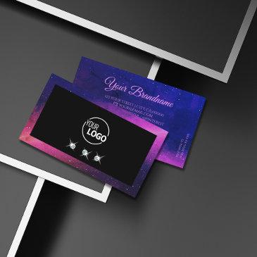 universe black blue pink sparkle diamonds add logo business invitations