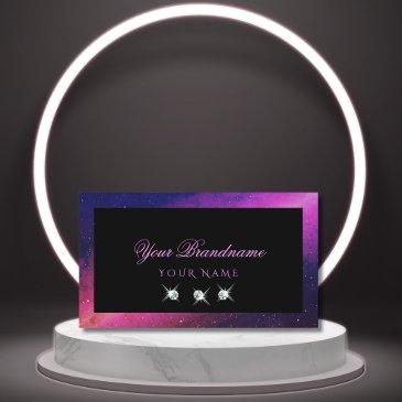 universe black blue pink sparkle stars diamonds business invitations
