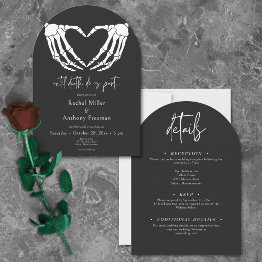 Small Until Death Skeleton Hands Arch Wedding Two Sided Invitation Front View