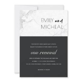 Small Urban Black And White Marble Vow Renewal Invite Front View
