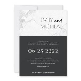 Small Urban Black White Marble Couples Shower Invite Front View