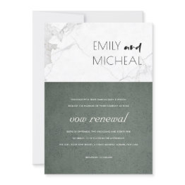 Small Urban Modern Stone Grey Marble Vow Renewal Invite Front View