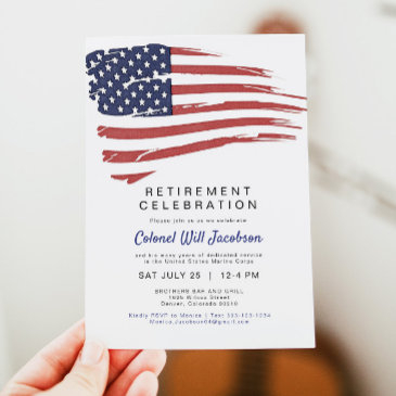 usa american flag military police retirement invitation