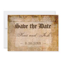 Small Usa 📜 Declaration Of Independence Save The Date Invitation Front View