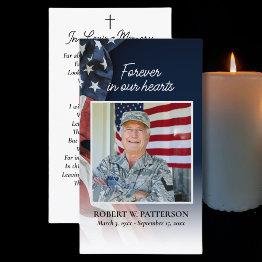 Small Usa Flag Military Funeral Memorial Prayer Invitations Front View