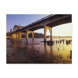 Small Usa, Oregon, Florence. Siuslaw Bridge And Postinvitations Front View