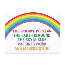 Small Vaccines Work Wear A Mask Rainbow Science Quote Postinvitations Front View
