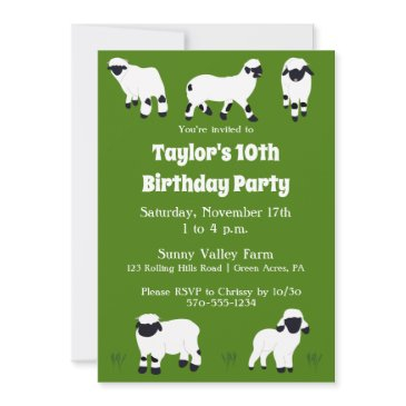 valais blacknose sheep farm themed party invitation