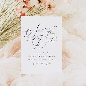 valentina elegant minimalist script save the date invitation