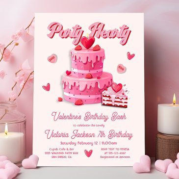 valentine's birthday party hearty invitation