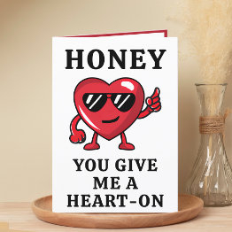 Small Valentine's Day Naughty Heart Funny Happy Birthday Thank You Invitations Front View