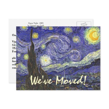 van gogh starry night, change of address announcement postinvitations