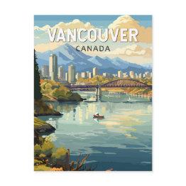 Small Vancouver Canada Travel Art Vintage Postinvitations Front View