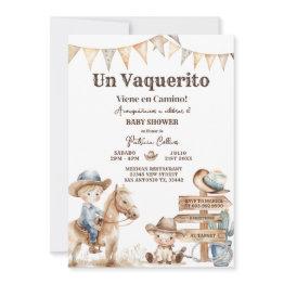 Small Vaquerito Cowboy Spanish Western Baby Shower Invitation Front View