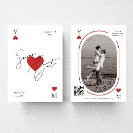 Small Vegas Casino Playing Invitations Photo Qr Code Wedding Front View