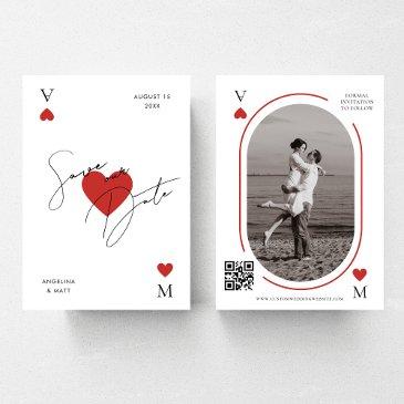 vegas casino playing invitations photo qr code wedding