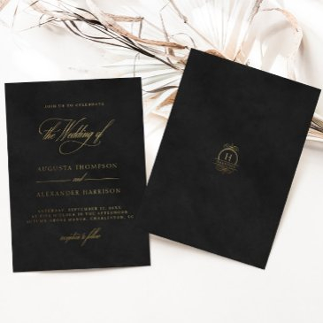 velvet texture imitation & gold classy wedding foil invitation