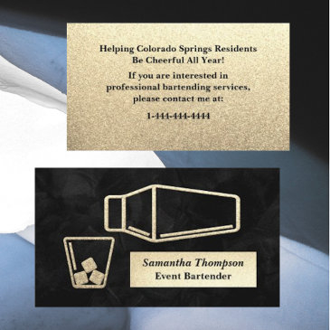 velvety gold glitter bartender event business invitations