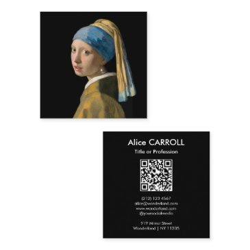 vermeer - girl with a pearl earring - qr code square business invitations
