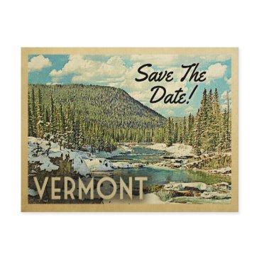 vermont save the date mountains river snow announcement postinvitations