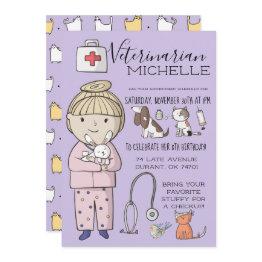 Small Veterinary Themed Kids Party Invitation Front View