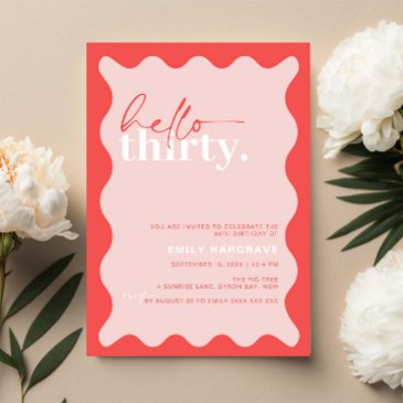 vibrant hello thirty 30th birthday party invitation